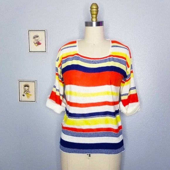 Vintage 70s ms. Doris striped sweater top sz small - Picture 1 of 7